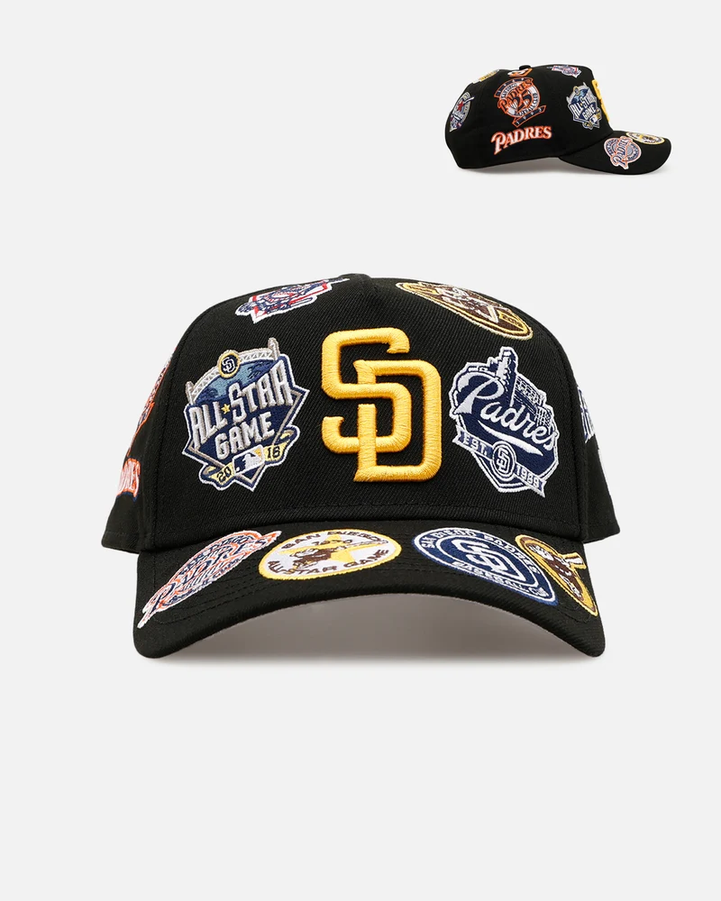 New Era San Diego Padres 'All Over Embroidery' 9FORTY A-Frame Snapback Black