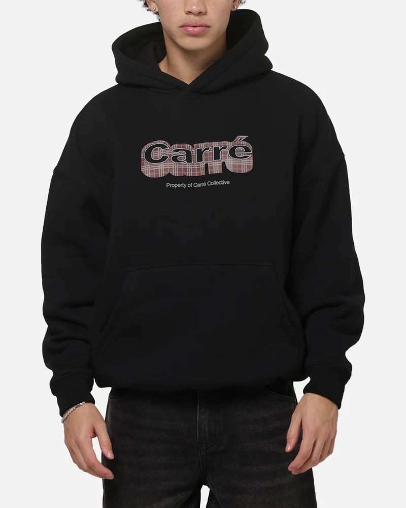 Carre Illusion Hoodie Solid Black