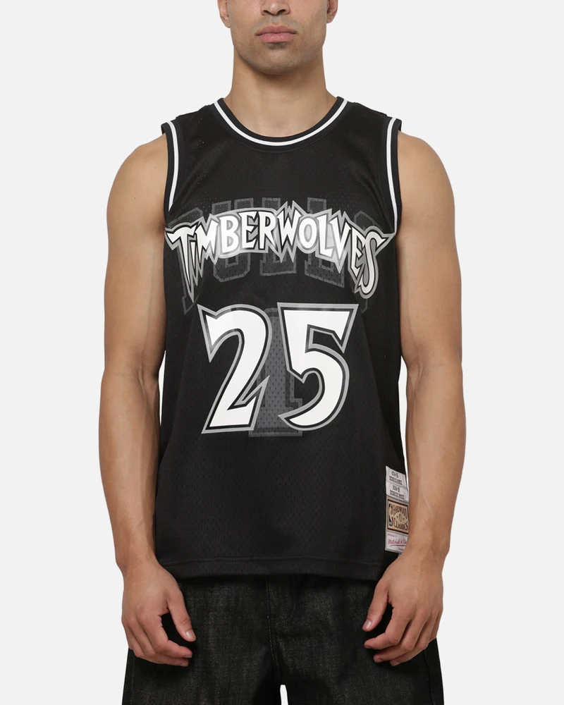 Mitchell & Ness Minnesota Timberwolves Derrick Rose #25 Overprint Swingman Jersey Black