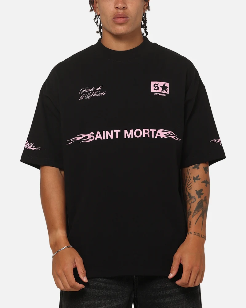 Saint Morta Speed Racing Boxy T-Shirt Black/Pink