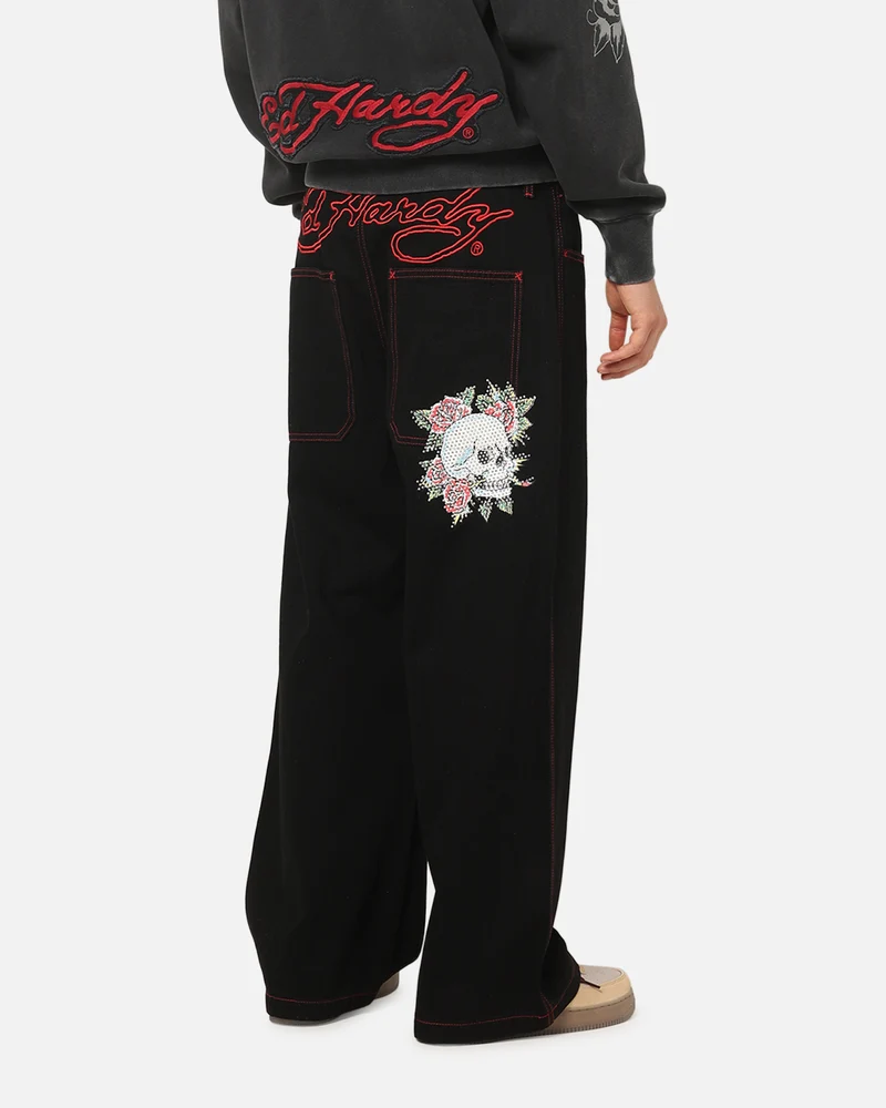 Ed Hardy Skull Rhinestone Jeans Black