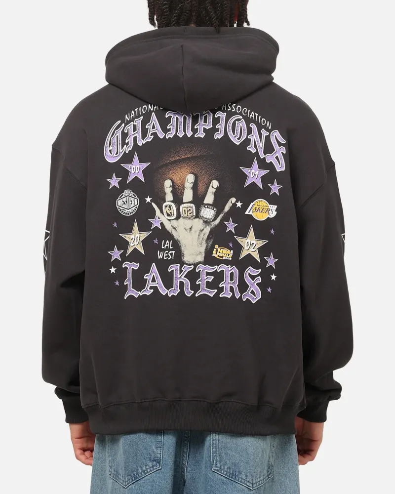 Mitchell & Ness Los Angeles Lakers Blackletter Champs Box Hoodie Washed Black