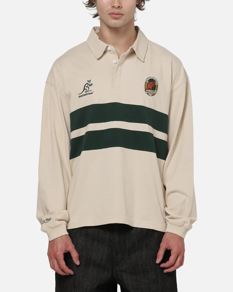 Mitchell & Ness Wallabies Rugby Long Sleeve Polo Ivory