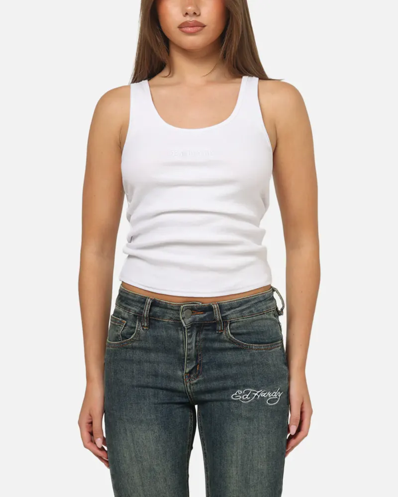 Ed Hardy Women's Signature Tank White