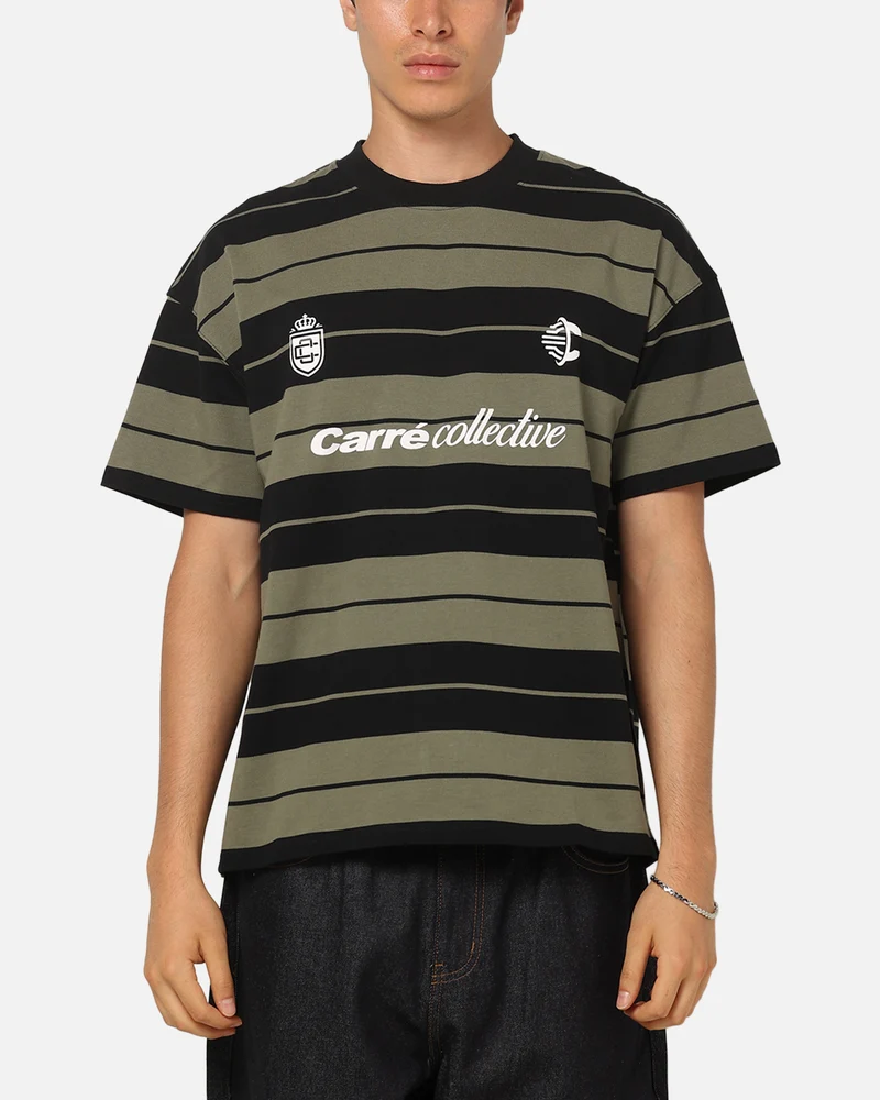 Carre Collective Stripe T-Shirt Black/Olive