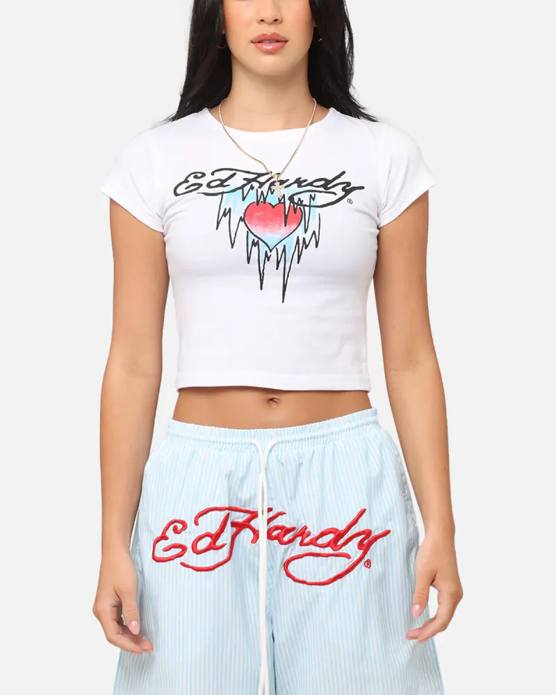 Ed Hardy Women's Ice Heart Baby T-Shirt White