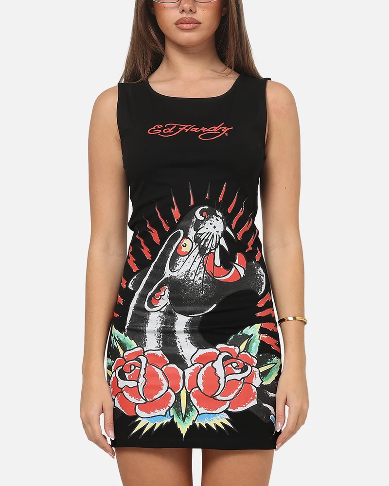 Ed Hardy Women's Panther Mini Dress Black