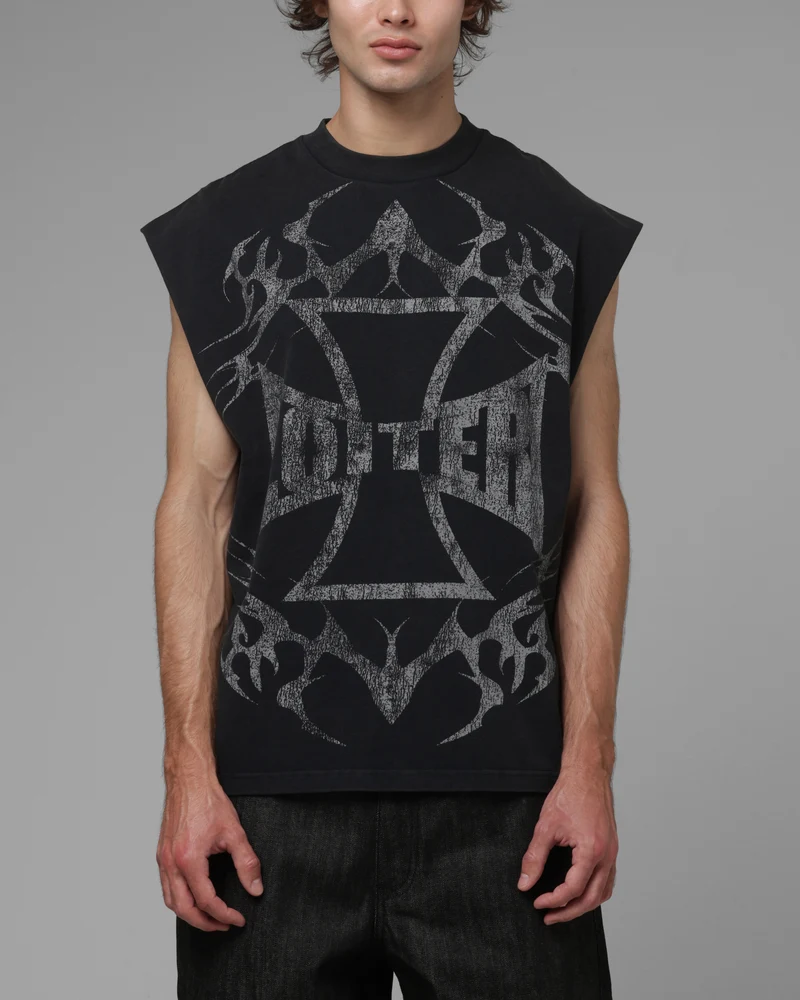 Loiter Cyber Cross Vintage Muscle T-Shirt Black