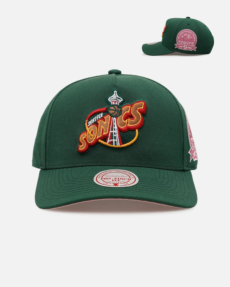 Mitchell & Ness Seattle Supersonics 'Pink Side Patch' Pro Pinch Snapback Official Team Color