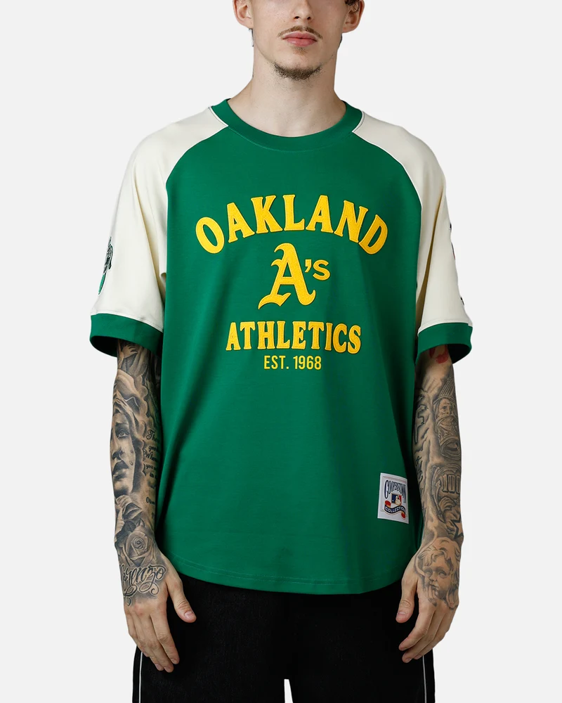 Pro Standard Oakland Athletics Double Knit Raglan T-Shirt Green