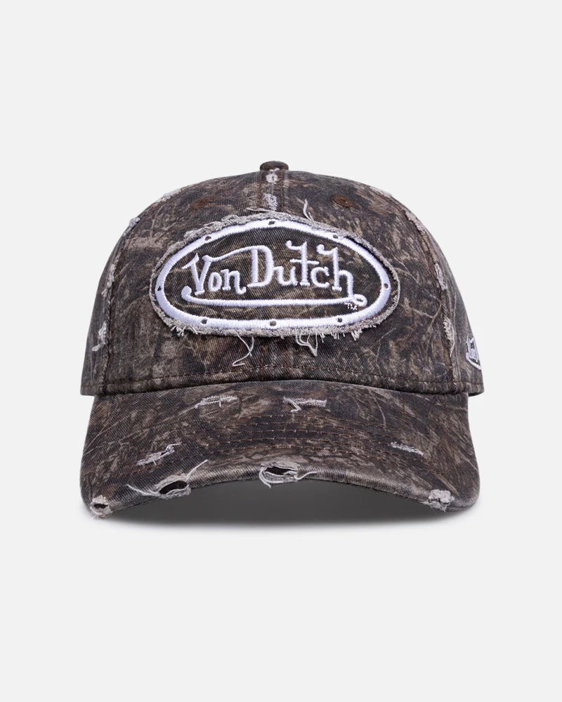 Von Dutch Distressed Dad Strapback Brown Camo