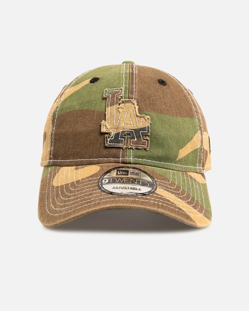 New Era Los Angeles Dodgers 'Frayed Woodland' 9TWENTY Strapback Open Green