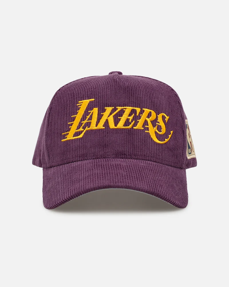 Mitchell & Ness Los Angeles Lakers 'Vintage Cord' Pro Pinch Snapback Purple