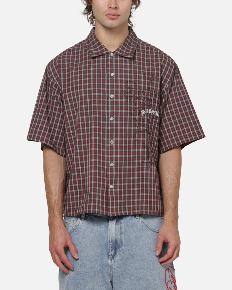 Worship Catharsis Box Crop Shirt Red Check