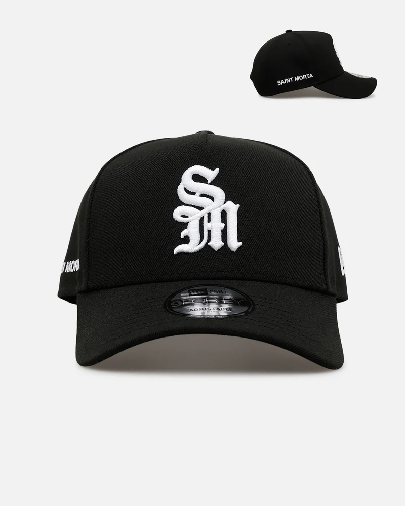 Saint Morta x New Era Logo 9FORTY A-Frame Snapback Black