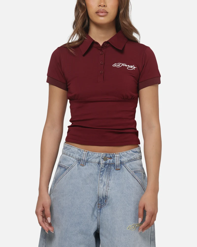 Ed Hardy Women's Polo Top Plum