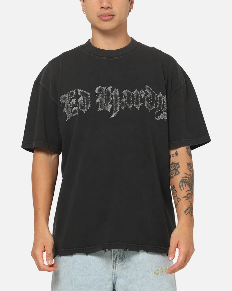 Ed Hardy Distressed Chrome T-Shirt Black