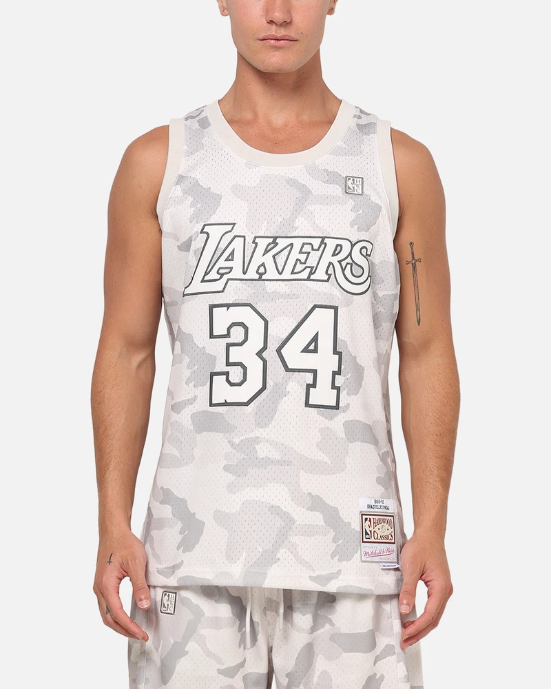 Mitchell & Ness Los Angeles Lakers Shaquille O'Neal #34 Snow Camo Energy Swingman Jersey Vintage White