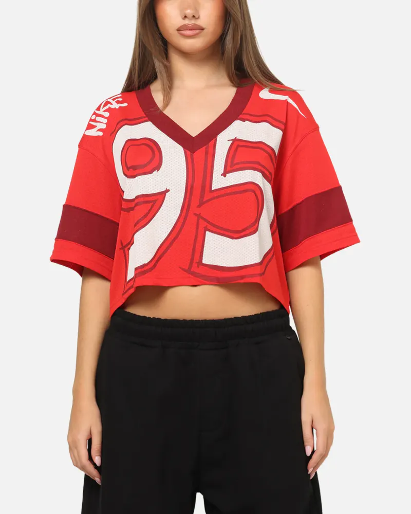 Nike Women's Sportswear Oversized Cropped Jersey University Red
