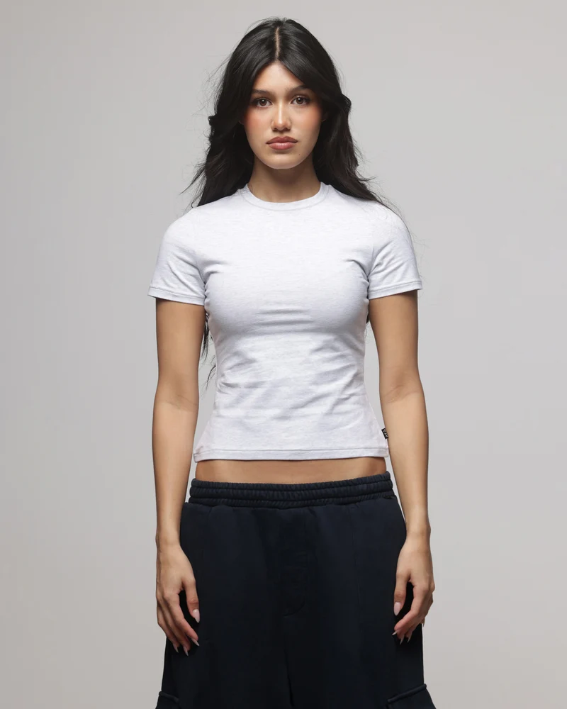American Thrift Women's Longline Baby T-Shirt Grey Heather
