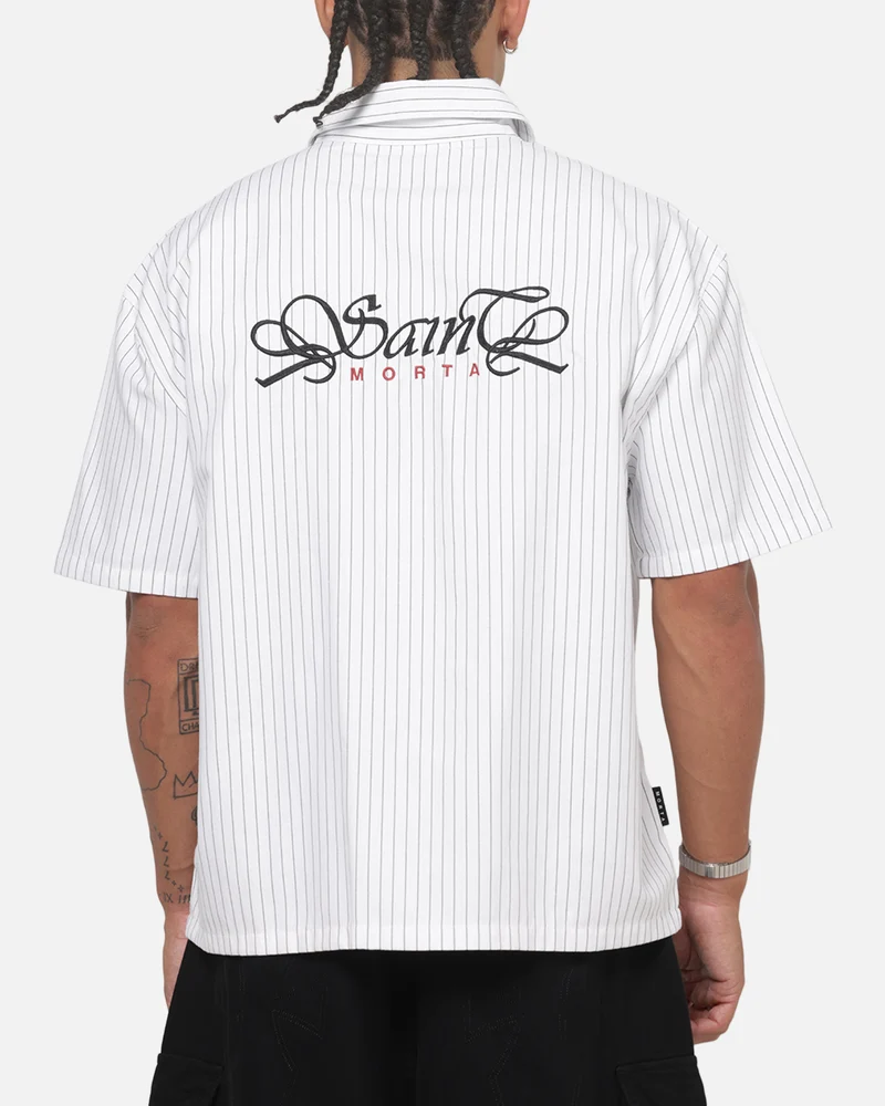 Saint Morta Sovereign Pinstripe Short Sleeve Shirt White/Black