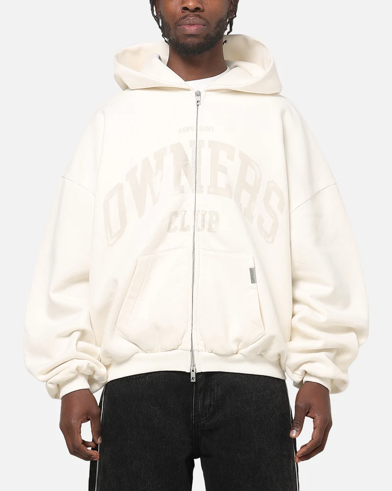 Represent Oweners Zip Through Hoodie Chalk