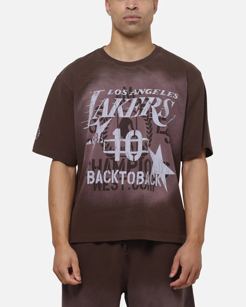 Mitchell & Ness Los Angeles Lakers Overprint T-Shirt Dark Oak