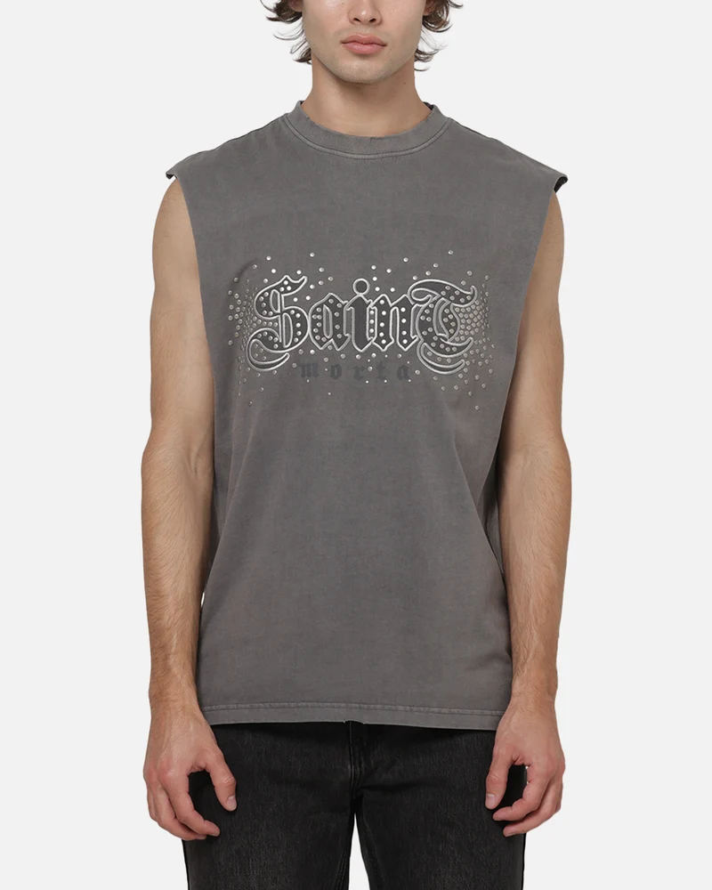 Saint Morta Medievil Oversized Muscle T-Shirt Washed Charcoal