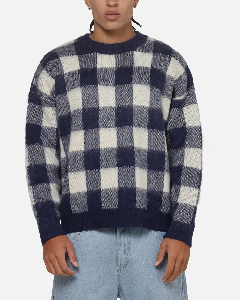 Carre Ombre Knitted Jumper Navy Plaid