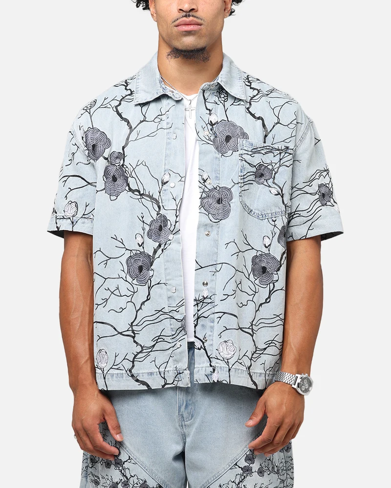 Saint Morta Poison Ivy Boxy Denim Shirt Mid Blue