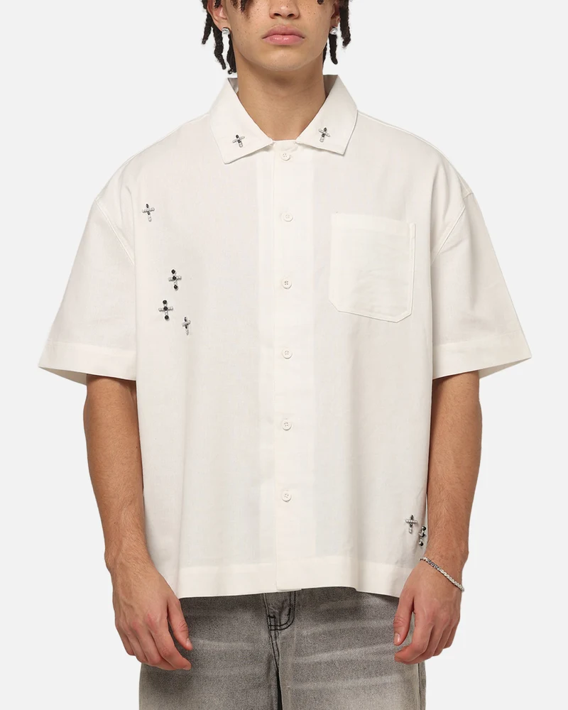 Saint Morta Credo Linen Button Up Shirt Off White