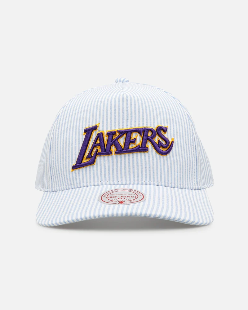 Mitchell & Ness Los Angeles Lakers 'Seersucker' Pro Pinch Snapback Blue/White