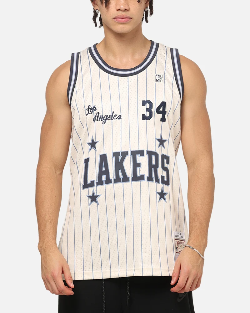 Mitchell & Ness Los Angeles Lakers Shaquille O'Neal #34 Playoff Energy Swingman Jersey Off White