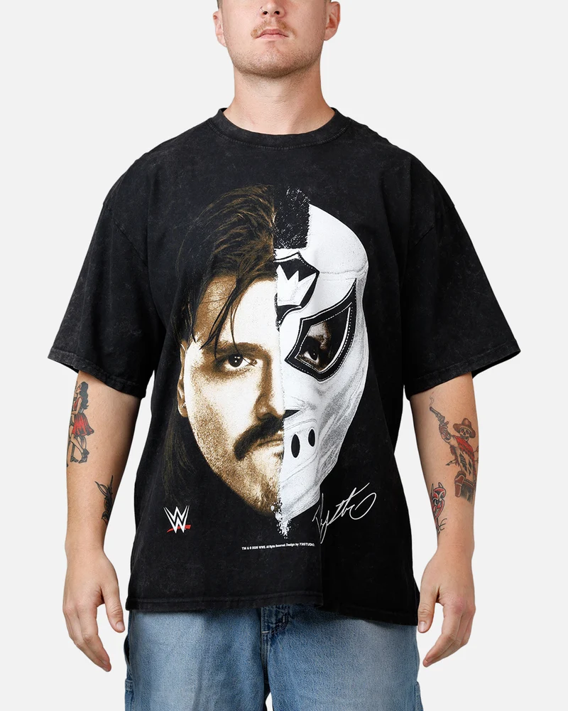 73Studio X WWE Dominik Mysterio Independence T-Shirt Black Acidwash