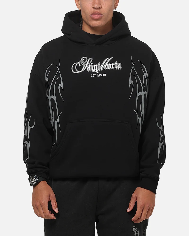 Saint Morta Consortium Boxy Hoodie Black