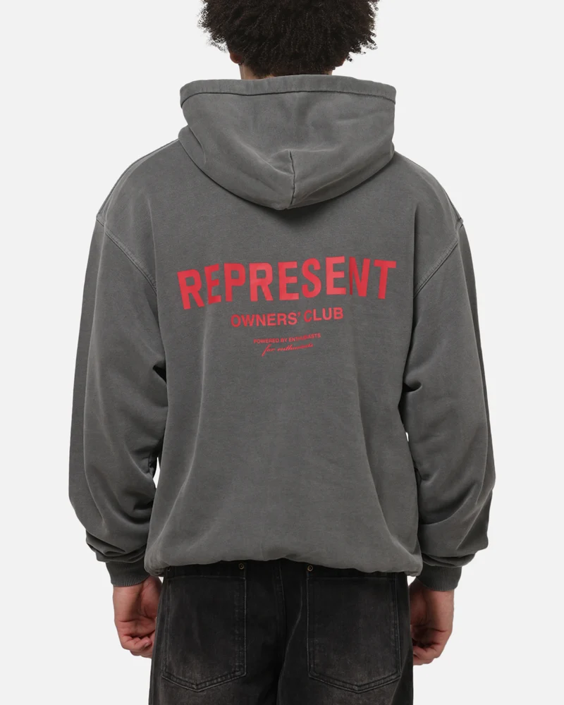 Represent Owners Club Hoodie Washed Black