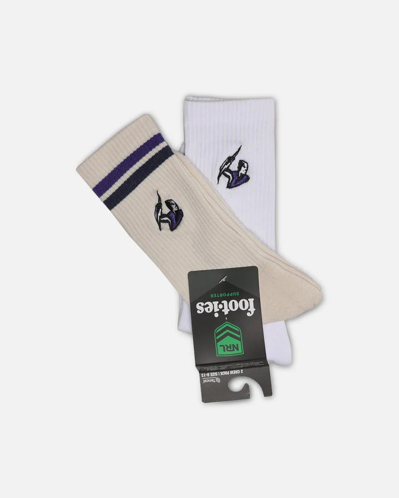 Foot-ies Melbourne Storm Sneaker Socks 2 Pack Off White/White