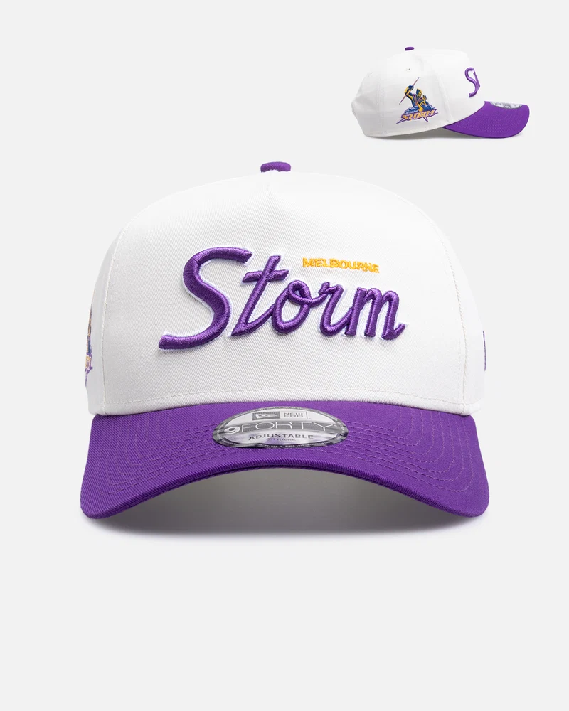New Era Melbourne Storm 'Chrome Script' 9FORTY A-Frame Snapback Official Team Colour