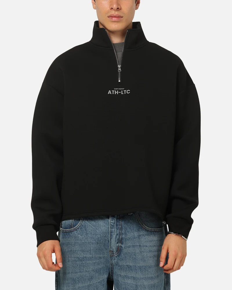 Saint Morta Athltc Quarter Zip Crewneck Black