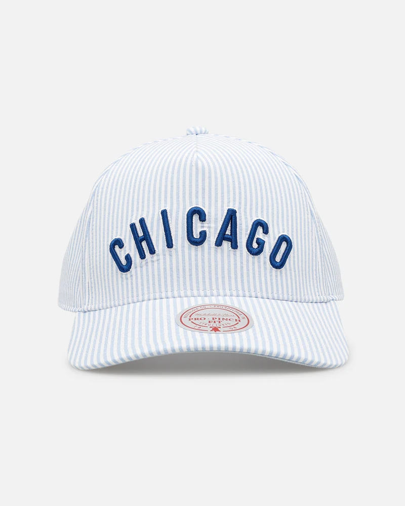 Mitchell & Ness Chicago Cubs 'Seersucker' Pro Pinch Snapback Blue/White