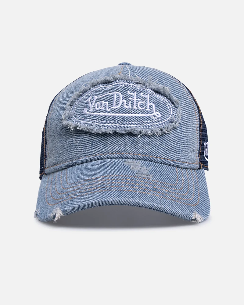 Von Dutch Destroyed Denim Trucker Strapback Denim
