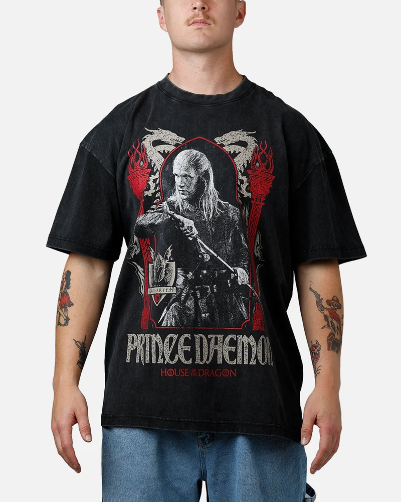 73Studio X House Of The Dragon Prince Of Daemon T-Shirt Washed Charcoal
