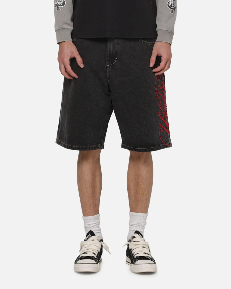 Worship Scripted Big Dawg Jean Shorts Used Black