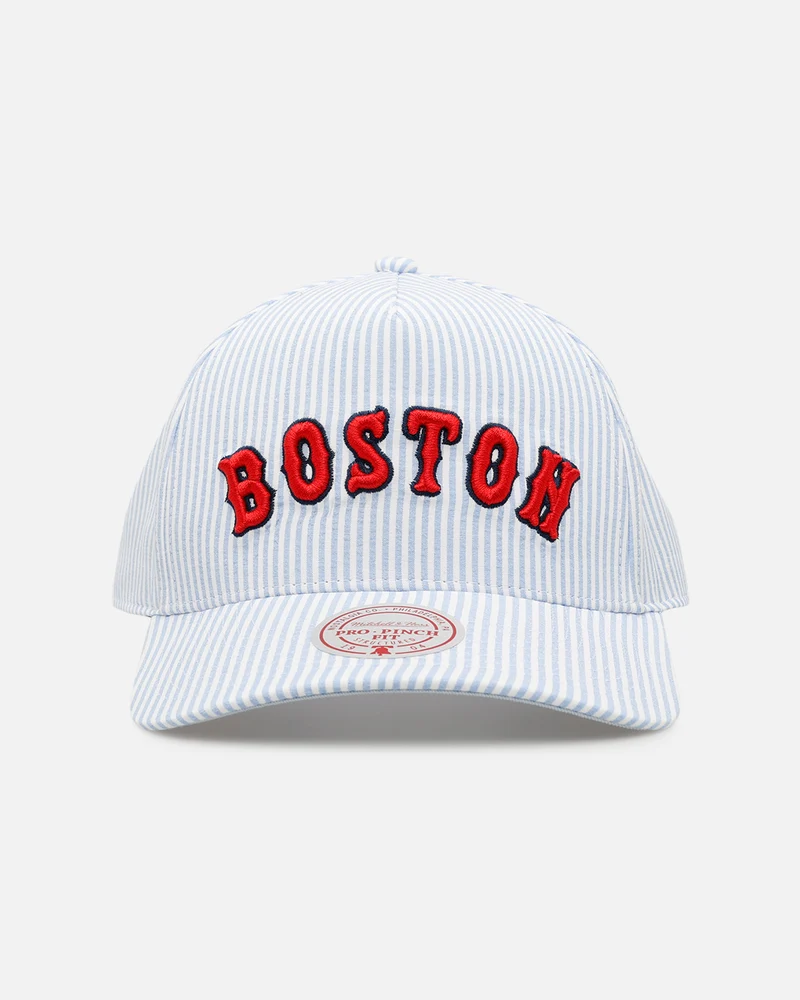 Mitchell & Ness Boston Red Sox 'Seersucker' Pro Pinch Snapback Blue/White
