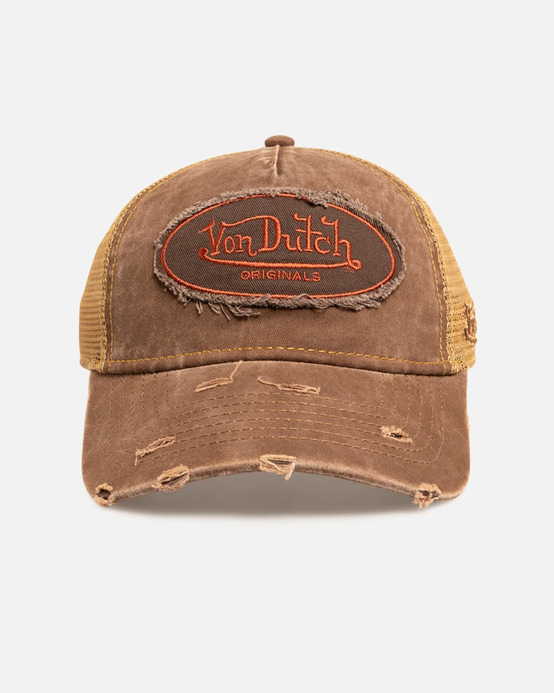 Von Dutch Oval Distressed Trucker Snapback Maroon