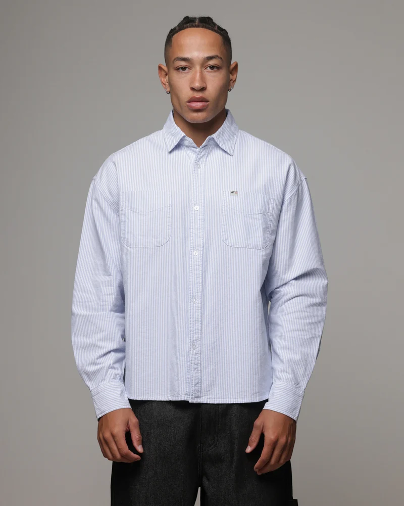 American Thrift Oxford Long Sleeve Shirt Blue Stripe