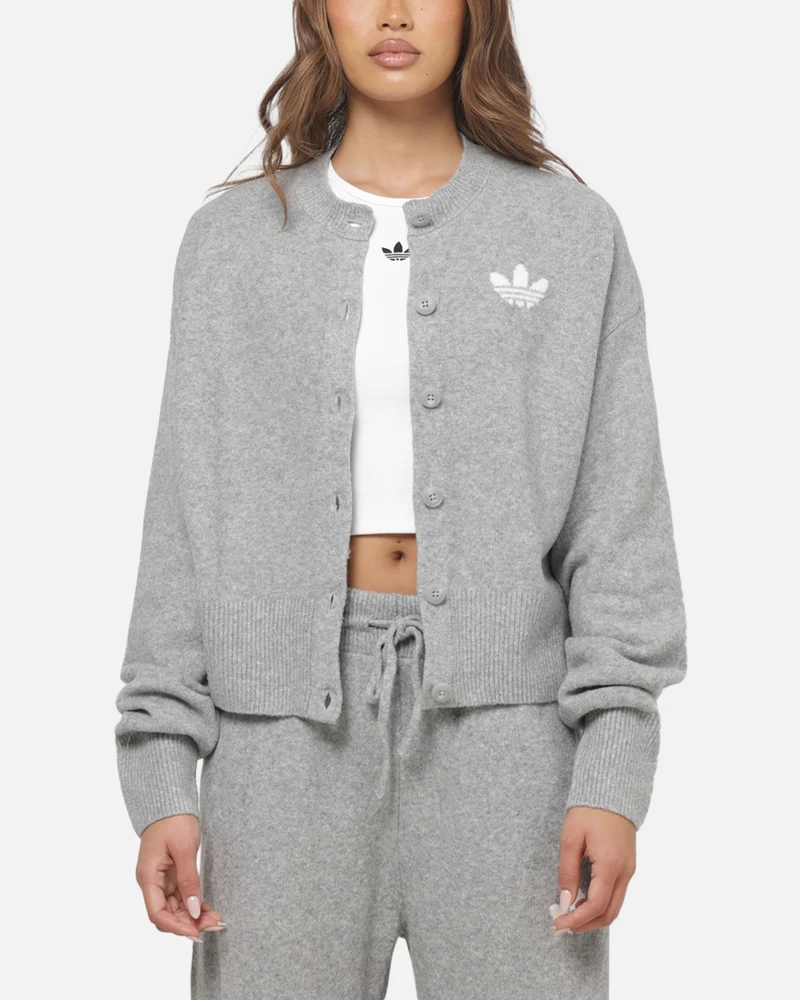 Adidas Women's Essentials Knit Cardigan Medium Grey Heather