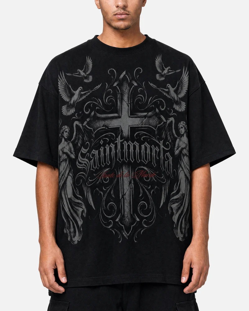 Saint Morta Renaissance Boxy T-Shirt Washed Black