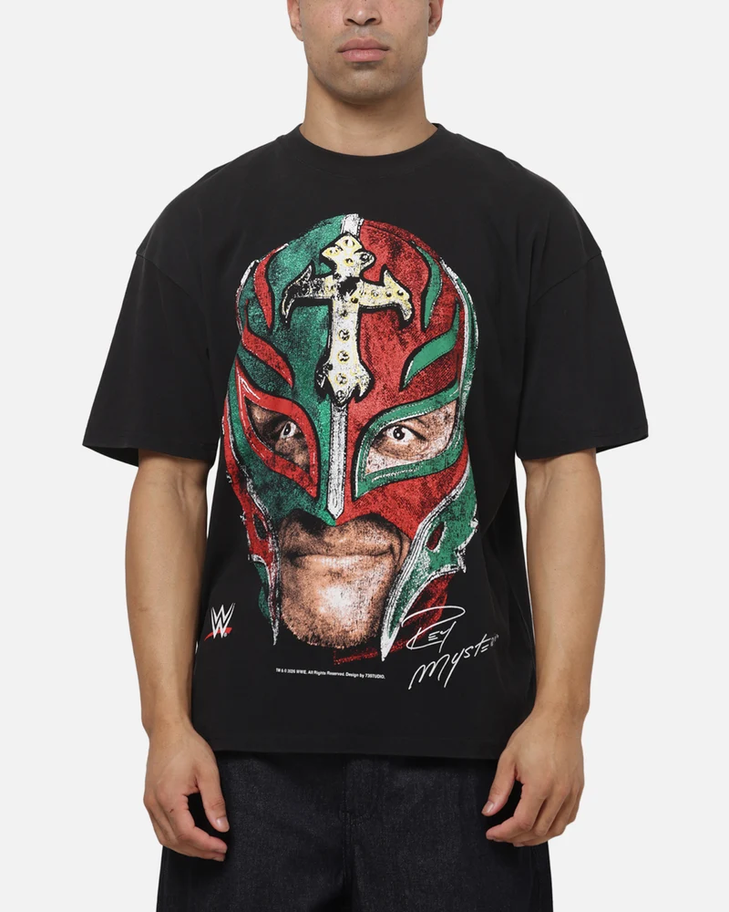 73Studio X WWE Rey Mysterio Independence T-Shirt Black Acidwash
