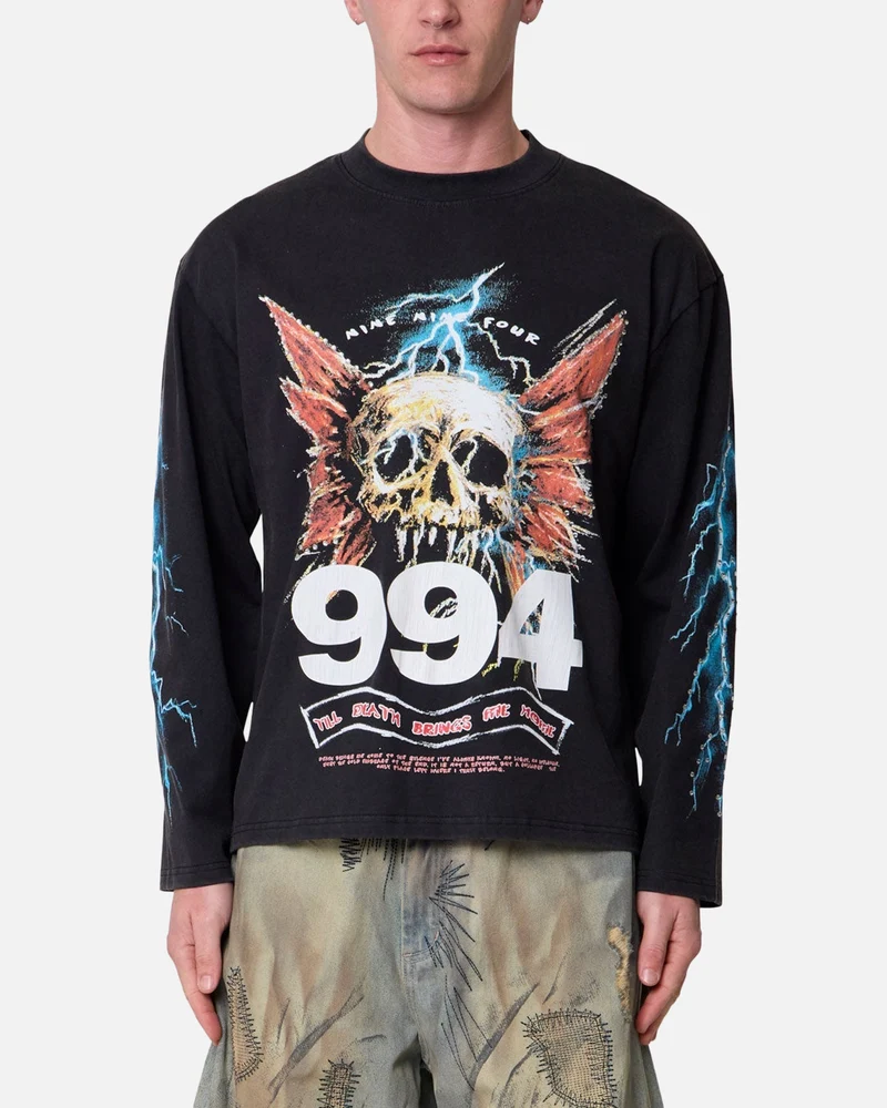 MNML Gem Skull Long Sleeve T-Shirt Black